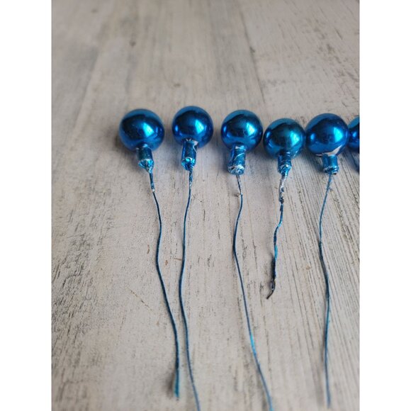 Vintage blue ball branch pick ornament mercury glass Xmas - Picture 3 of 13
